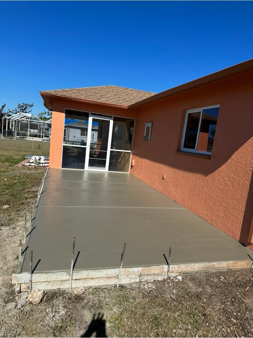 Screened lanai extension slab, freshly finished